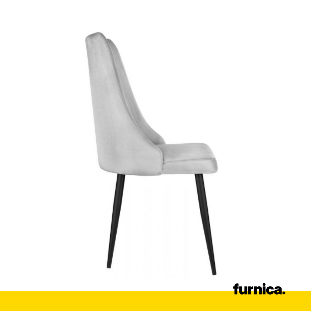 FRANCESCO - Silla de comedor / oficina de terciopelo duradero con patas de metal negro - Gris