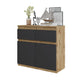 NOAH - Cómoda de 2 cajones y 2 puertas - Armario de almacenamiento para dormitorio - Aparador - Roble Wotan / Antracita -