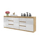 MIKEL - Cómoda de 6 cajones y 3 puertas - Armario de almacenamiento para dormitorio - Aparador - Roble Wotan / Blanco