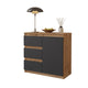 MIKEL - Cómoda de 3 cajones y 1 puerta - Gabinete de almacenamiento para dormitorio - Aparador - Roble Wotan / Antracita