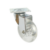 Rueda de mueble con placa de montaje - Transparente - Cromo - Ø7.5cm