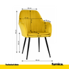 AMEDEO - Silla de comedor / oficina de terciopelo acolchado con patas de cromo negro - Amarillo