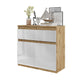 NOAH - Cómoda de 2 cajones y 2 puertas - Armario de almacenamiento para dormitorio - Aparador - Roble Wotan / Blanco