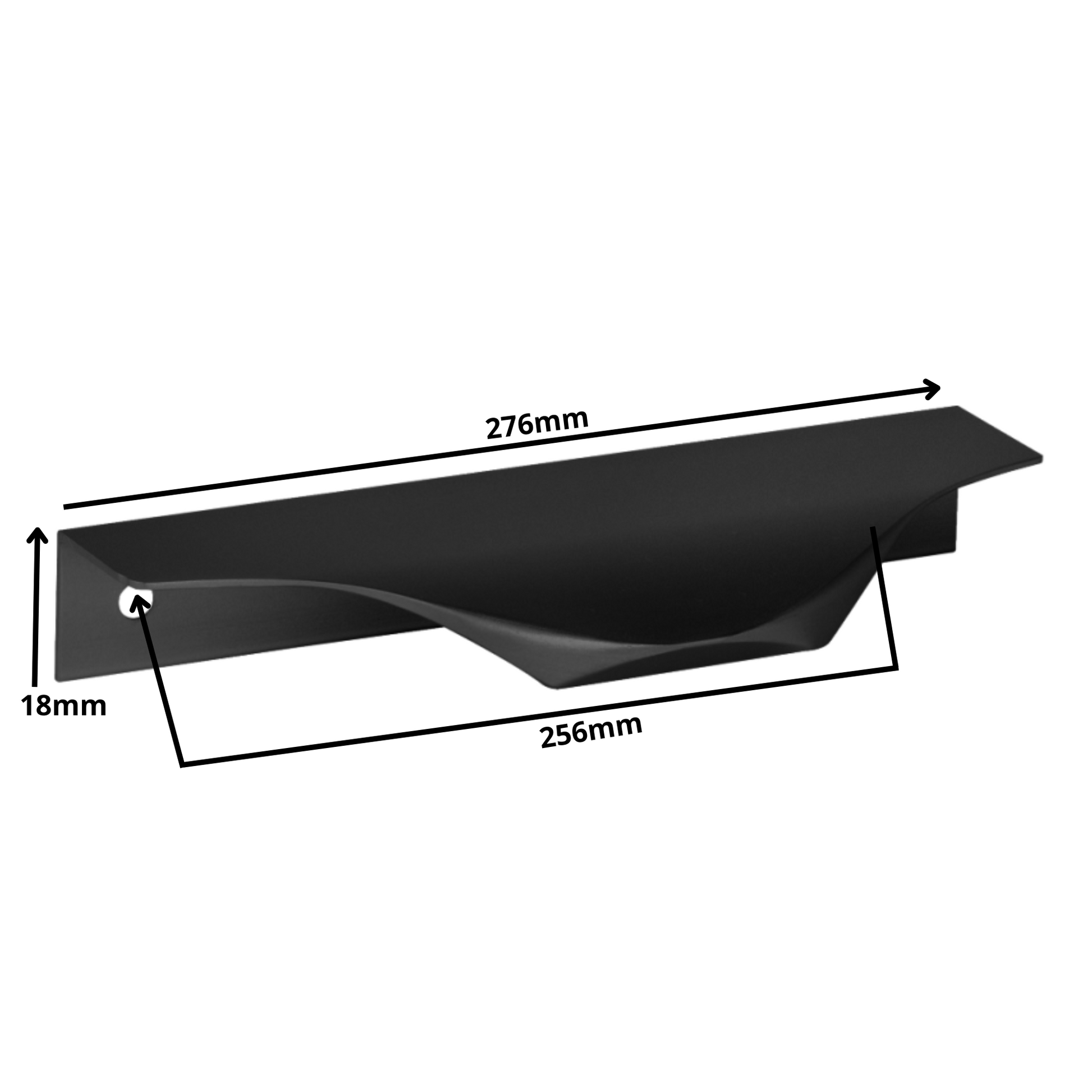Mango de perfil redondo Edge Grip UA04 de 256 mm (longitud total de 276 mm) - Negro mate