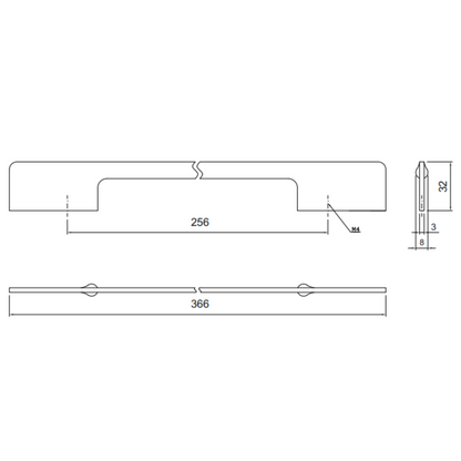 Asa de mueble 256mm U086 - Cromo (2) – Furnica