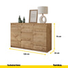 MIKEL - Cómoda de 3 cajones y 2 puertas - Armario de almacenamiento para el dormitorio - Aparador - Roble Wotan - A75cm A120cm P35cm
