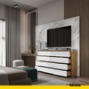 GABRIEL - Cómoda de 12 cajones (8+4) - Armario de almacenamiento para el dormitorio - Aparador - Roble Wotan / Blanco Brillante A92cm A180cm P33cm