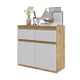 NOAH - Cómoda de 2 cajones y 2 puertas - Armario de almacenamiento para dormitorio - Aparador - Roble Wotan / Blanco Mate -