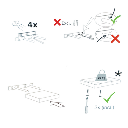 Estante flotante - pack de 3 - Gris industrial - 120 cm