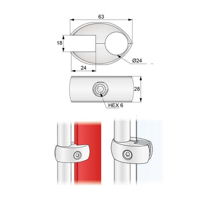 Conector de tablero y vidrio de 25 mm, cromado (2) – Furnica