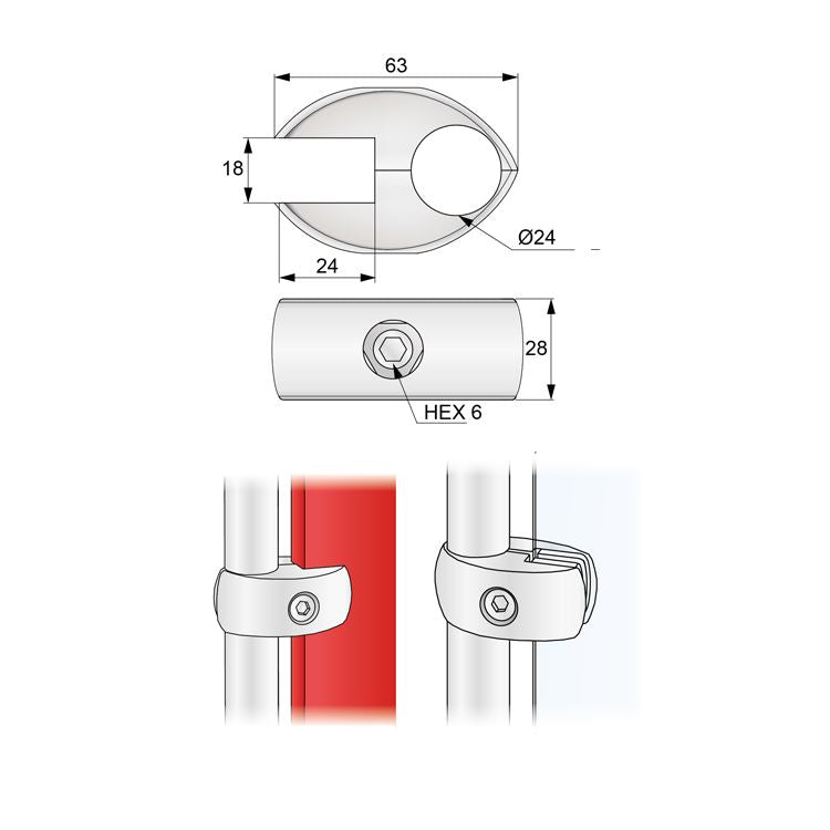 Conector de tablero y vidrio de 25 mm, cromado