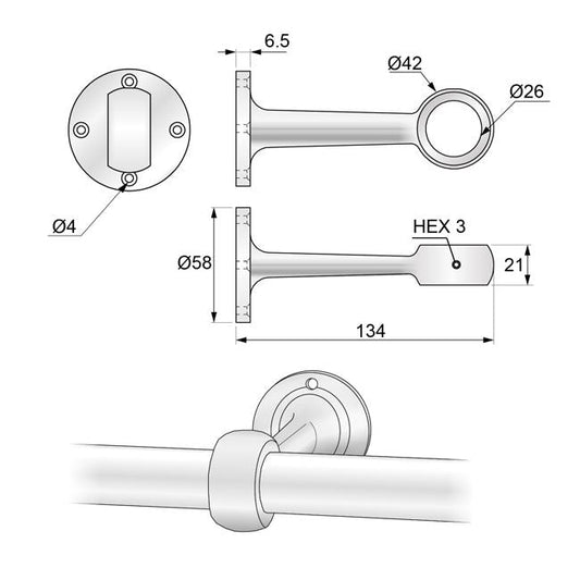 Mango de distancia de 25 mm, cromado (2) – Furnica