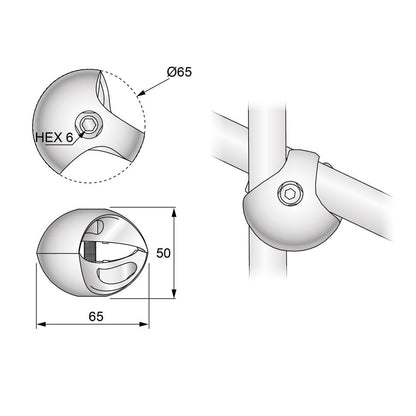 Conector doble de 25mm, cromado (4) – Furnica