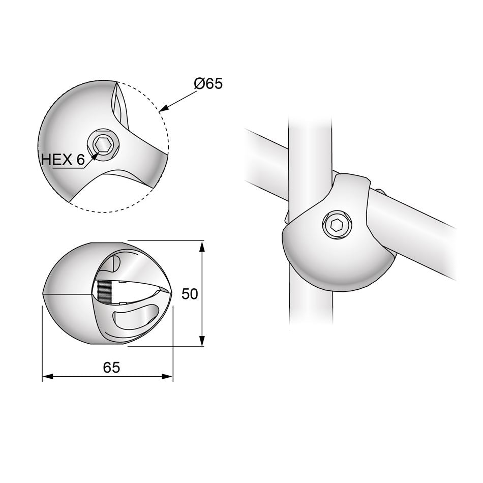 Conector doble de 25mm, cromado