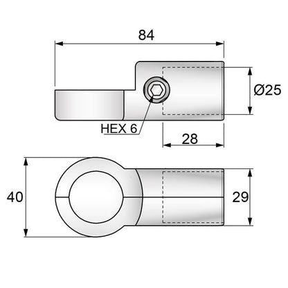 Conector medio S-Type de 25mm, cromado (2) – Furnica