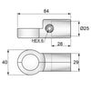 Conector medio S-Type de 25mm, cromado