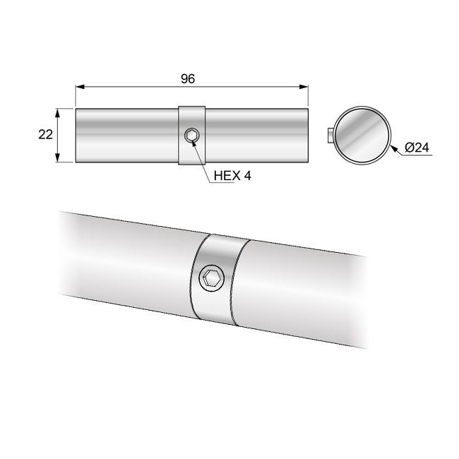Conector de tubería de 25 mm, cromado (2) – Furnica