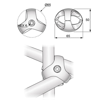 Conector triple de 25mm, cromado (4) – Furnica