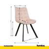 BARTOLOMEO - Silla de comedor / oficina de terciopelo acolchado con patas de metal negro - Rosa