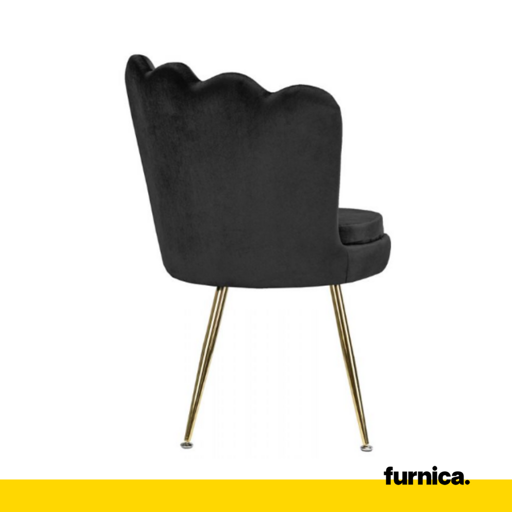 LUIGI - Silla de comedor / oficina de terciopelo acolchado con patas doradas cromadas - Negro