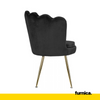 LUIGI - Silla de comedor / oficina de terciopelo acolchado con patas doradas cromadas - Negro