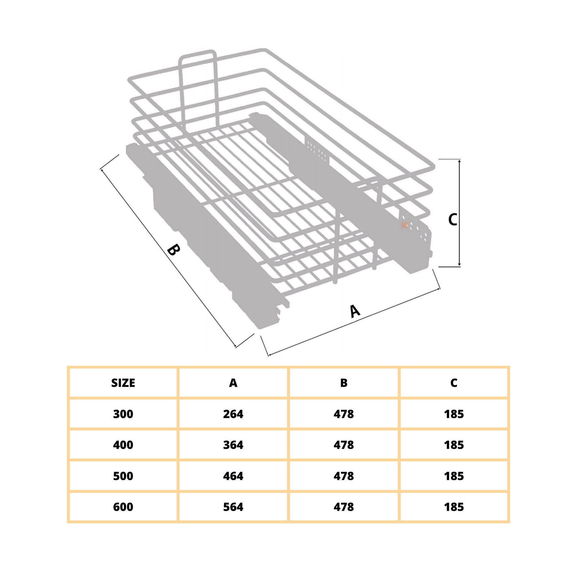 Cesta extraíble EXCLUSIVE CARGO MULTI para mueble de 50 cm - blanco