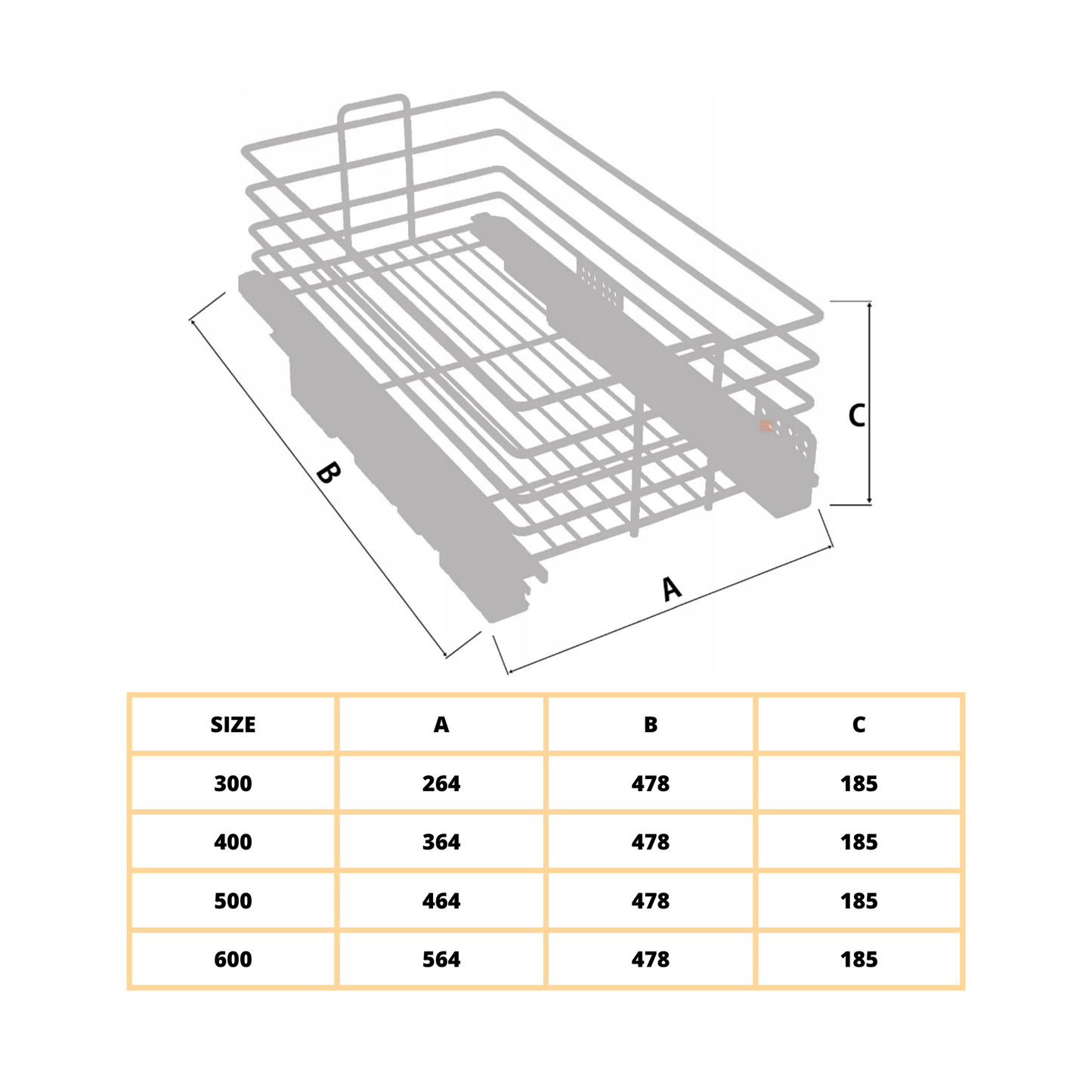 Cesta extraíble EXCLUSIVE CARGO MULTI para mueble de 60 cm - blanco