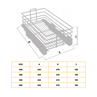 Cesta extraíble EXCLUSIVE CARGO MULTI para mueble de 60 cm - blanco
