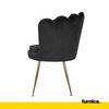 LUIGI - Silla de comedor / oficina de terciopelo acolchado con patas doradas cromadas - Negro