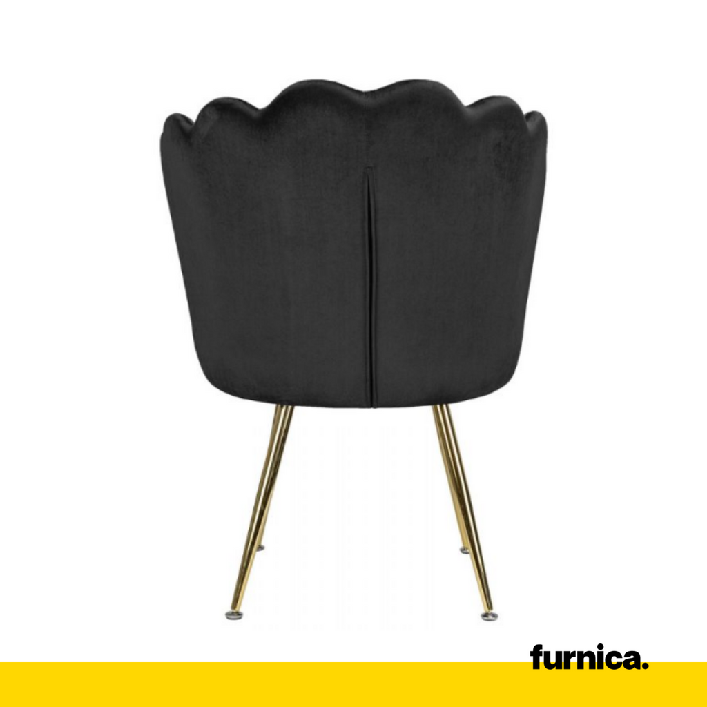 LUIGI - Silla de comedor / oficina de terciopelo acolchado con patas doradas cromadas - Negro