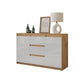 MIKEL - Cómoda de 3 cajones y 2 puertas - Armario de almacenamiento para el dormitorio - Aparador - Roble Wotan / Blanco