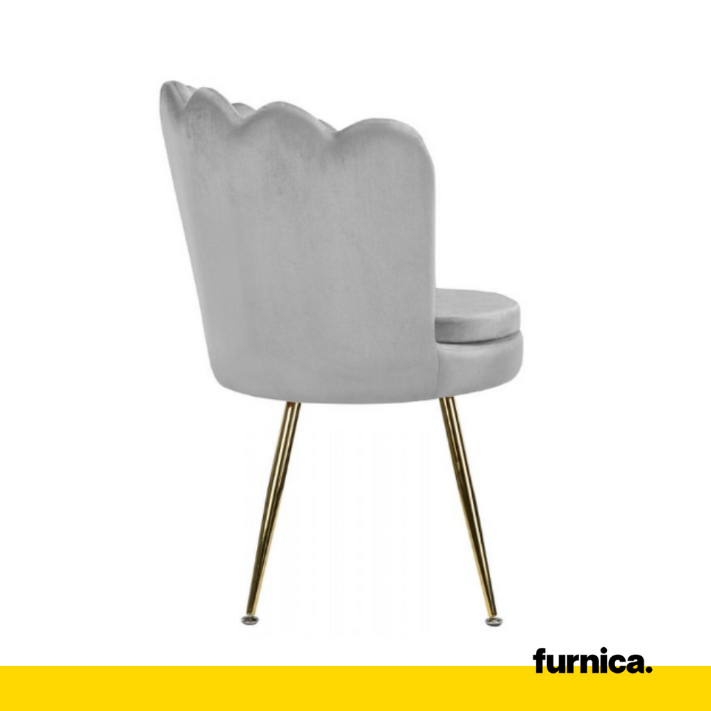 LUIGI - Silla de comedor / oficina de terciopelo acolchado con patas doradas cromadas - Gris