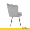 LUIGI - Silla de comedor / oficina de terciopelo acolchado con patas doradas cromadas - Gris