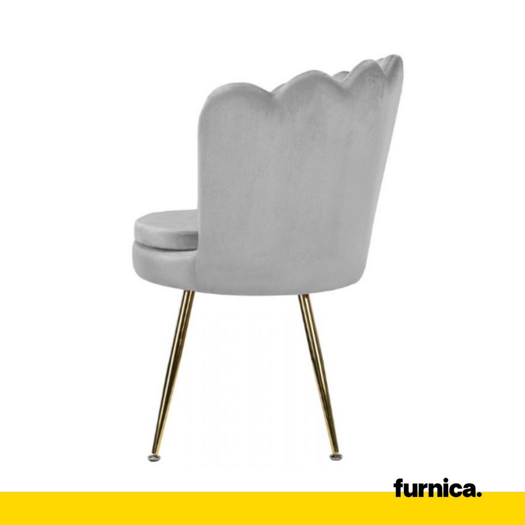 LUIGI - Silla de comedor / oficina de terciopelo acolchado con patas doradas cromadas - Gris