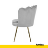 LUIGI - Silla de comedor / oficina de terciopelo acolchado con patas doradas cromadas - Gris