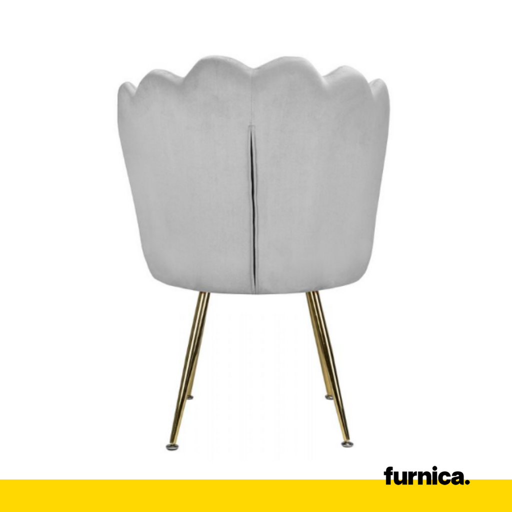 LUIGI - Silla de comedor / oficina de terciopelo acolchado con patas doradas cromadas - Gris