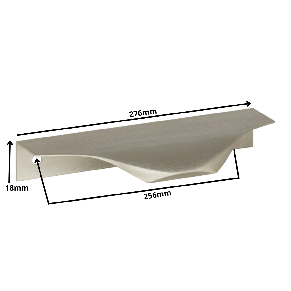 Mango de perfil redondo Edge Grip UA04 de 256 mm (longitud total de 276 mm) - Acero inoxidable cepillado