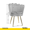 LUIGI - Silla de comedor / oficina de terciopelo acolchado con patas doradas cromadas - Gris