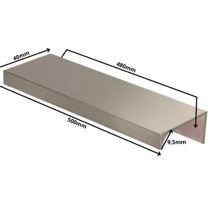 Mango de perfil redondo Edge Grip FE06 de 480 mm (longitud total de 500 mm) - Acero inoxidable cepillado
