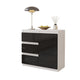 MIKEL - Cómoda de 3 cajones y 1 puerta - Armario de almacenamiento para dormitorio - Blanco Mate / Negro Brillante - A75cm