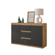 MIKEL - Cómoda de 3 cajones y 2 puertas - Armario de almacenamiento para dormitorio - Aparador - Roble Wotan / Antracita -