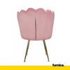 LUIGI - Silla de comedor / oficina de terciopelo acolchado con patas doradas cromadas - Rosa