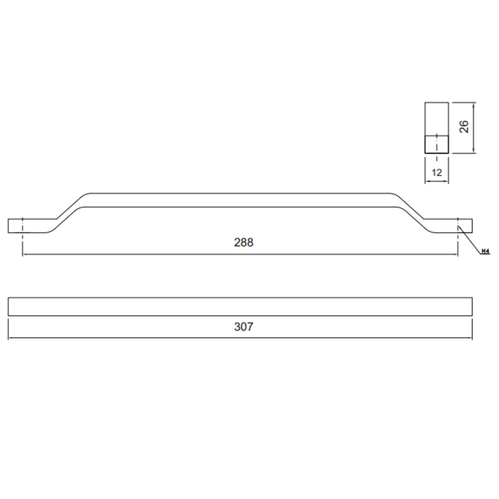 Mango de mueble 288mm U085 - Cromo