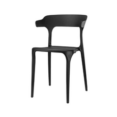 STEFANO - Silla de plástico para comedor/oficina con patas de plástico - Negro