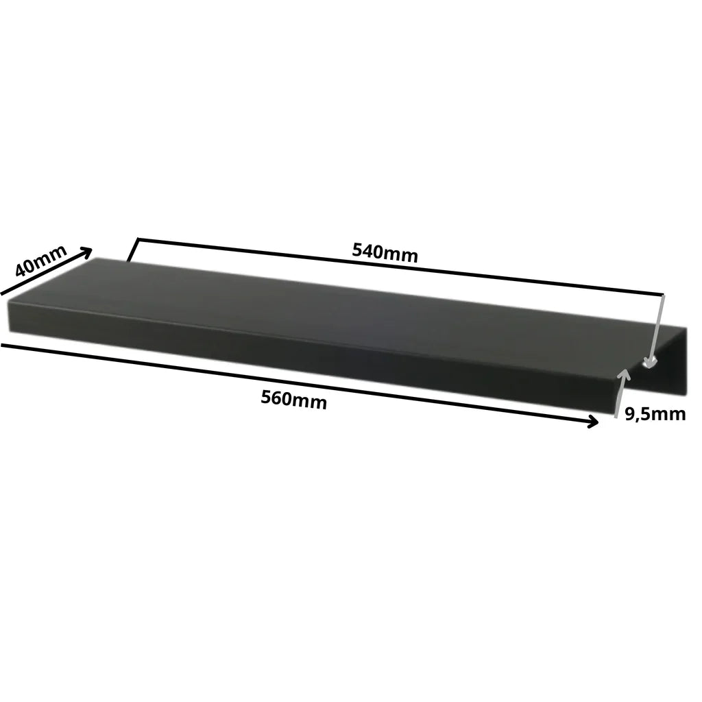 Mango de perfil redondo Edge Grip FE06 de 540 mm (longitud total de 560 mm) - Negro mate