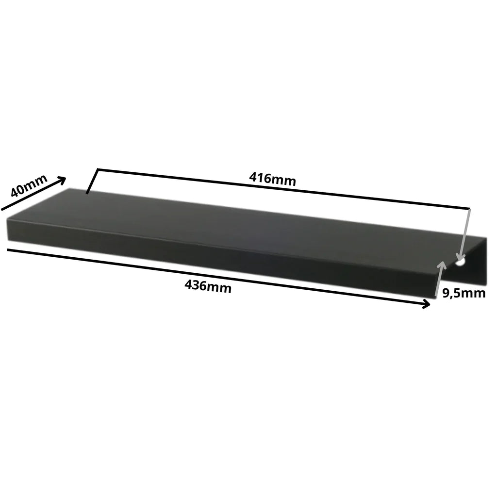 Mango de perfil redondo Edge Grip FE06 de 416 mm (longitud total de 436 mm) - Negro mate