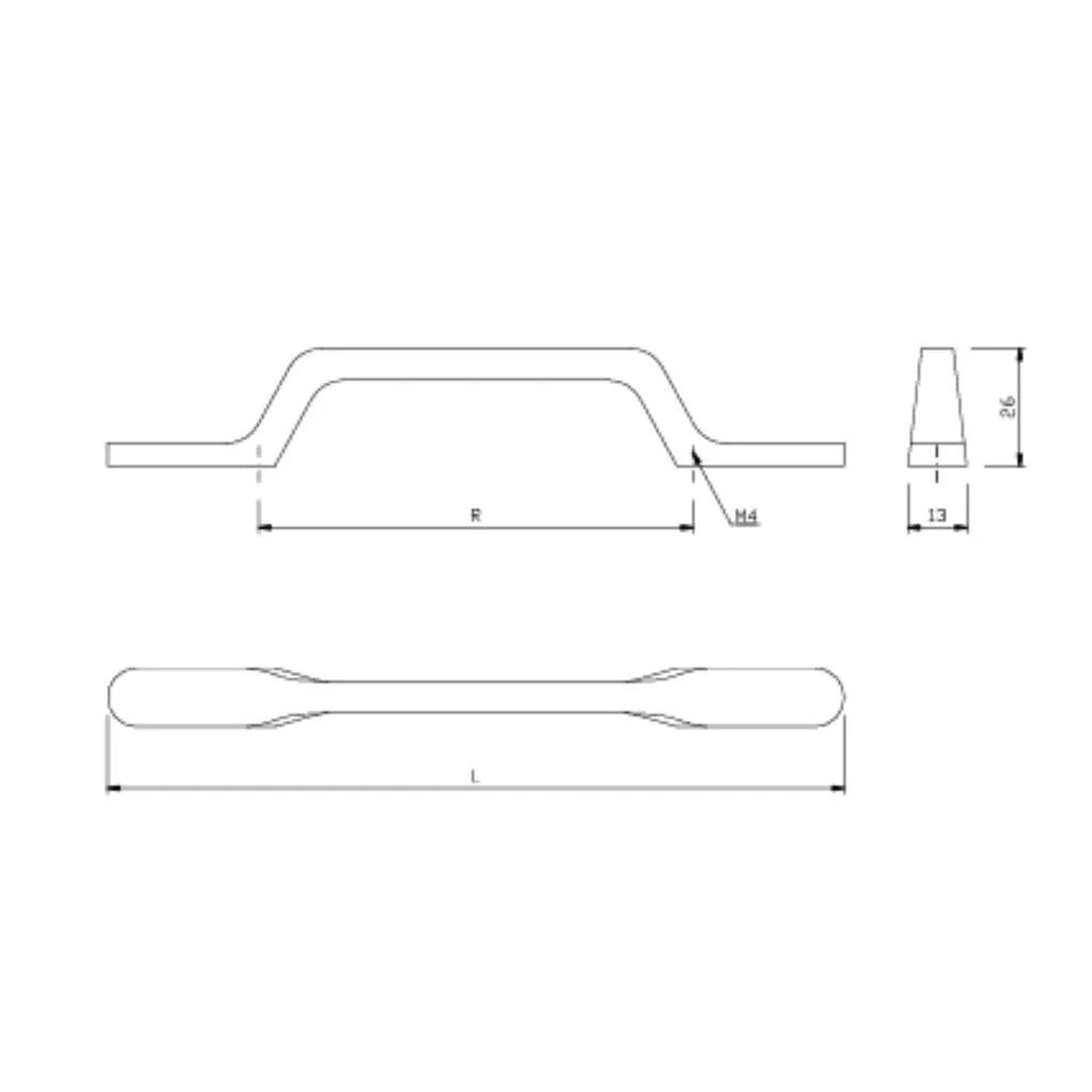 Asa de mueble 96 mm U098 - Negro mate