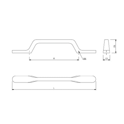 Asa de mueble 96 mm U098 - Negro mate