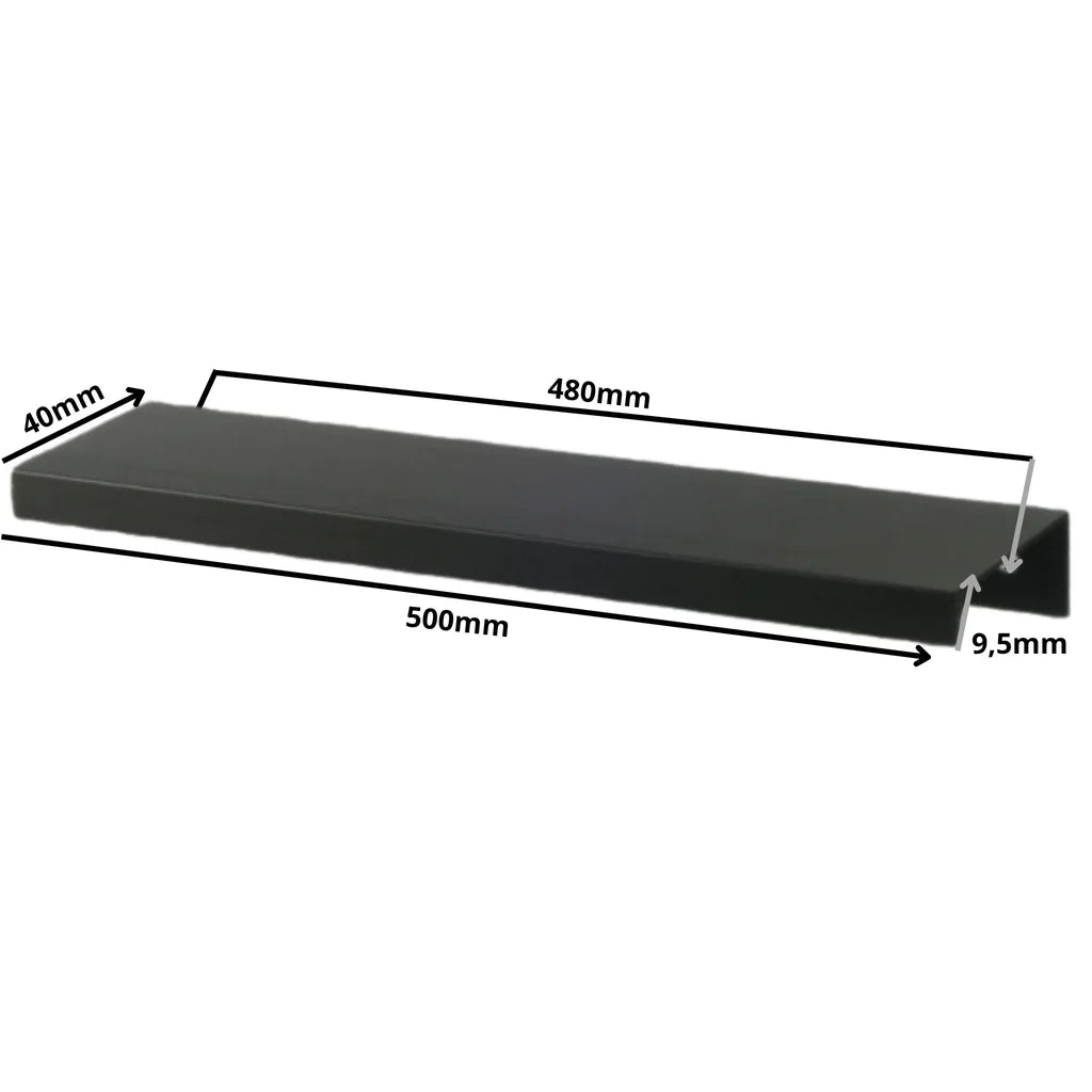 Mango de perfil redondo Edge Grip FE06 de 480 mm (longitud total de 500 mm) - Negro mate