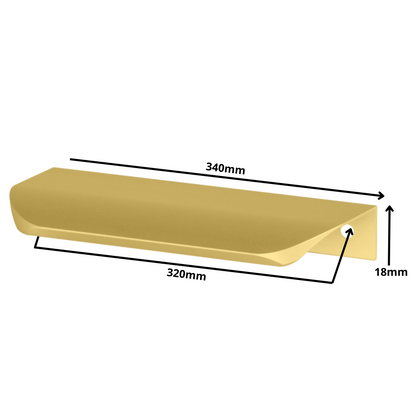 Perfil tirador de canto redondo UA02 de 320 mm (longitud total de 340 mm) - Oro